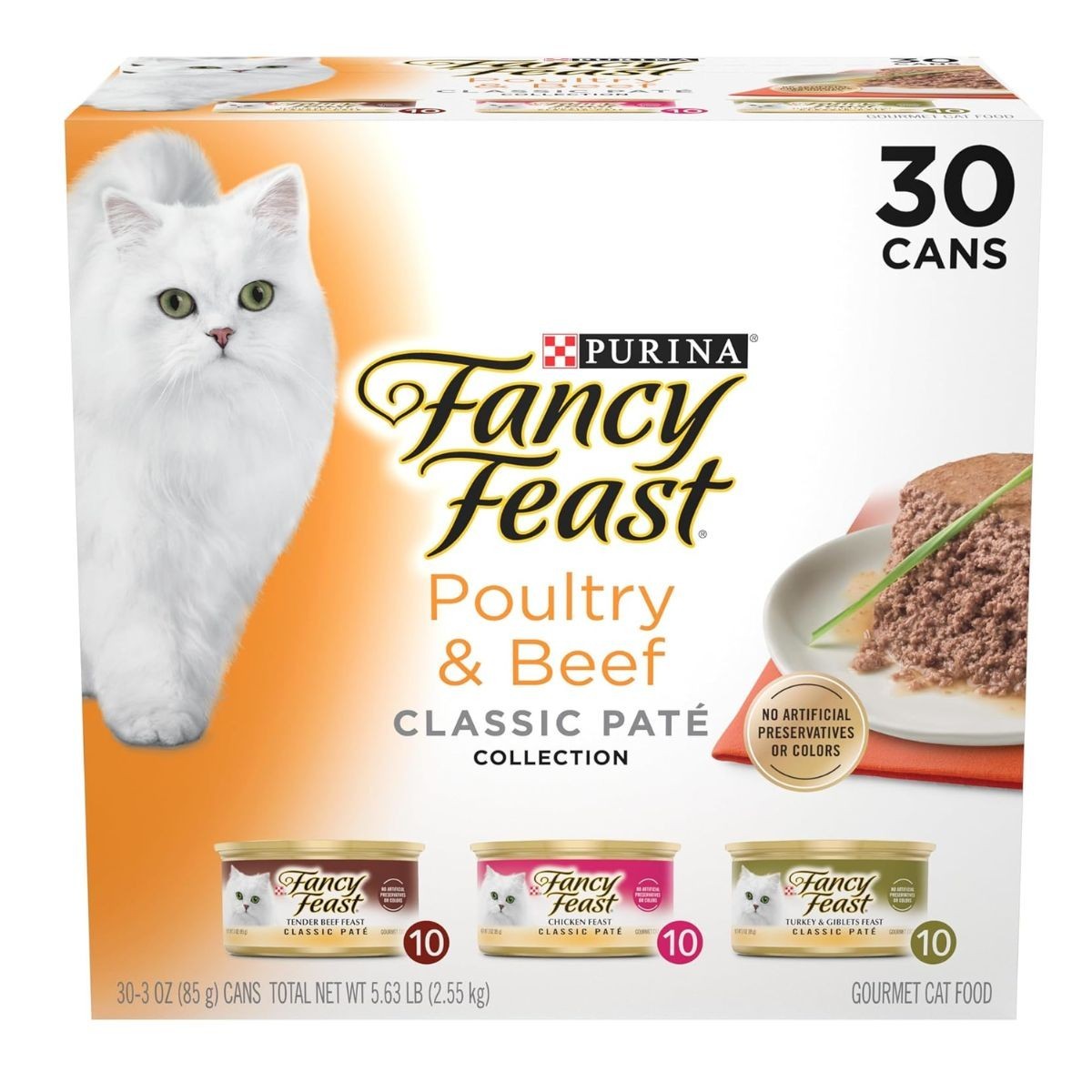 Fancy Feast Classic Pate Poultry & Beef Grain Free Wet Cat Food 30x3oz