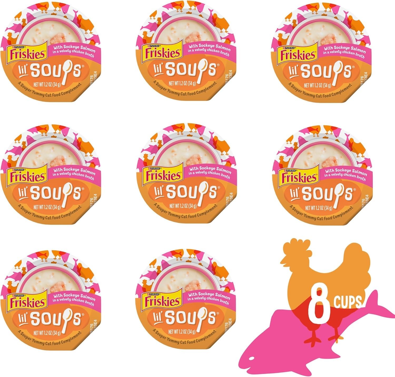 Purina Lil’ Soups Grain-Free Salmon in Chicken Broth – 8 Cups of Purrfection