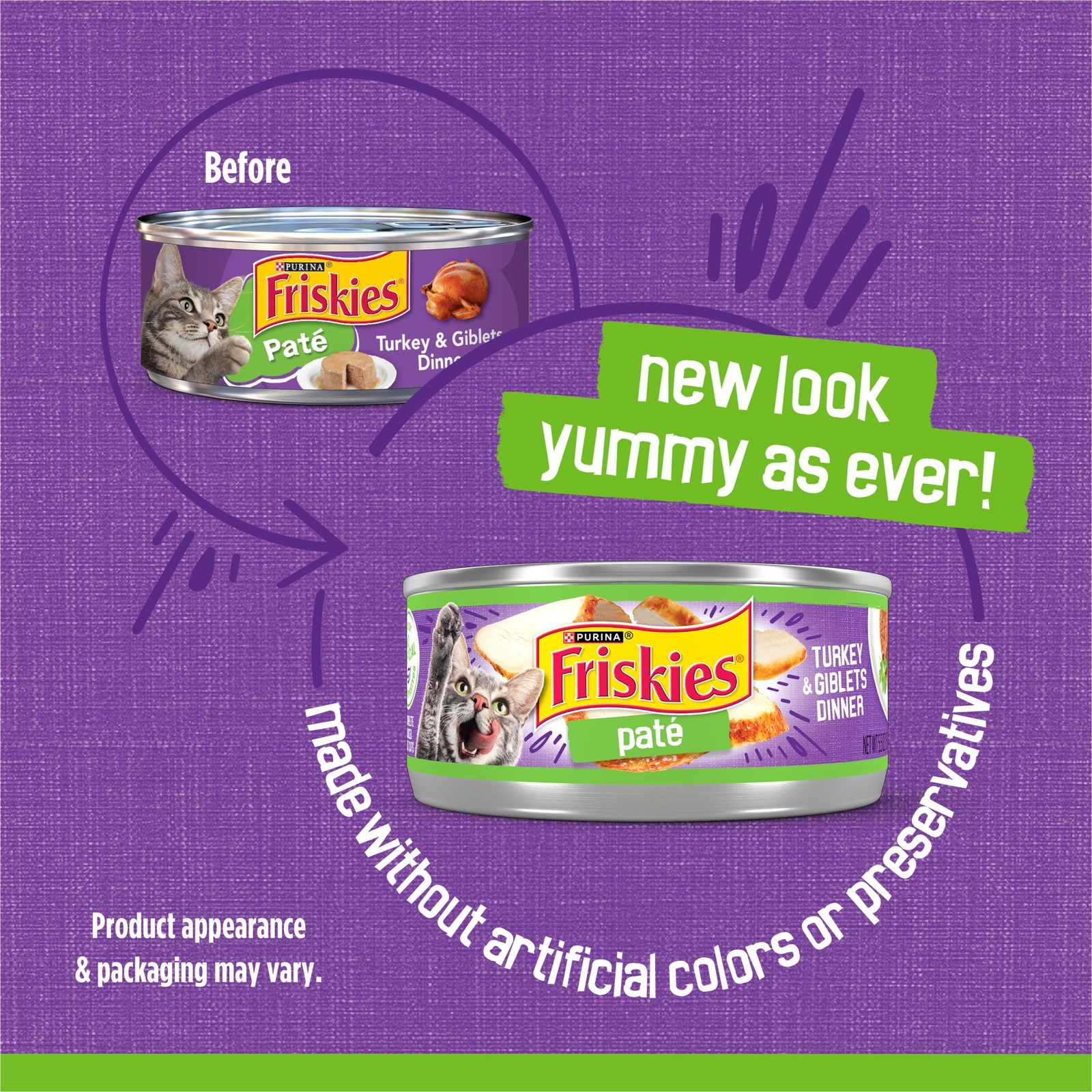 Purina Friskies Wet Cat Food Pate Turkey and Giblets Dinner Pack of 24 5.5 oz