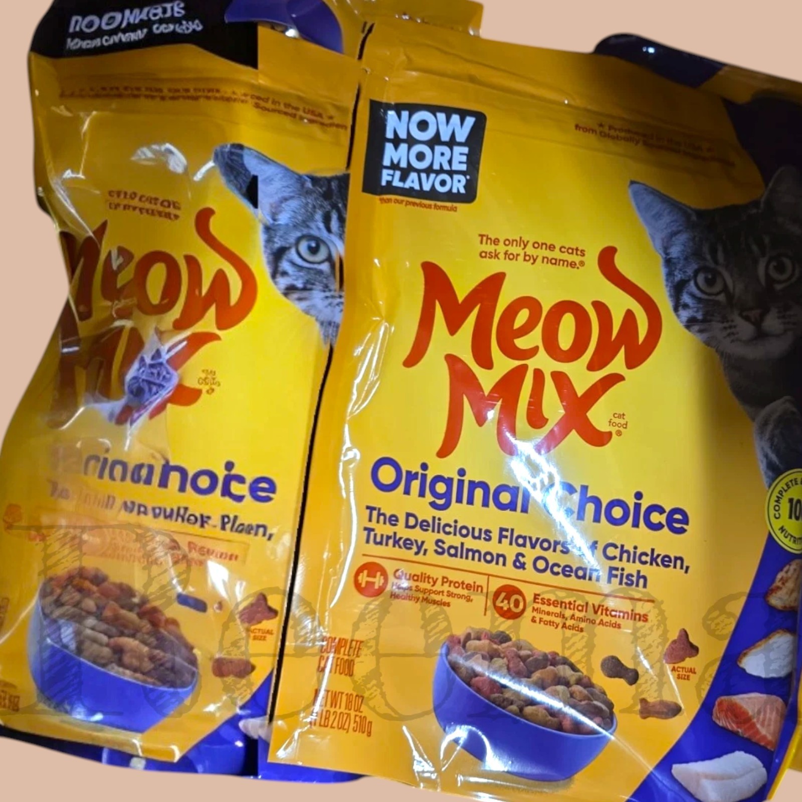 Meow Mix Original Choice Dry Cat Food 18 oz each (Pack of 2) Free Shipping