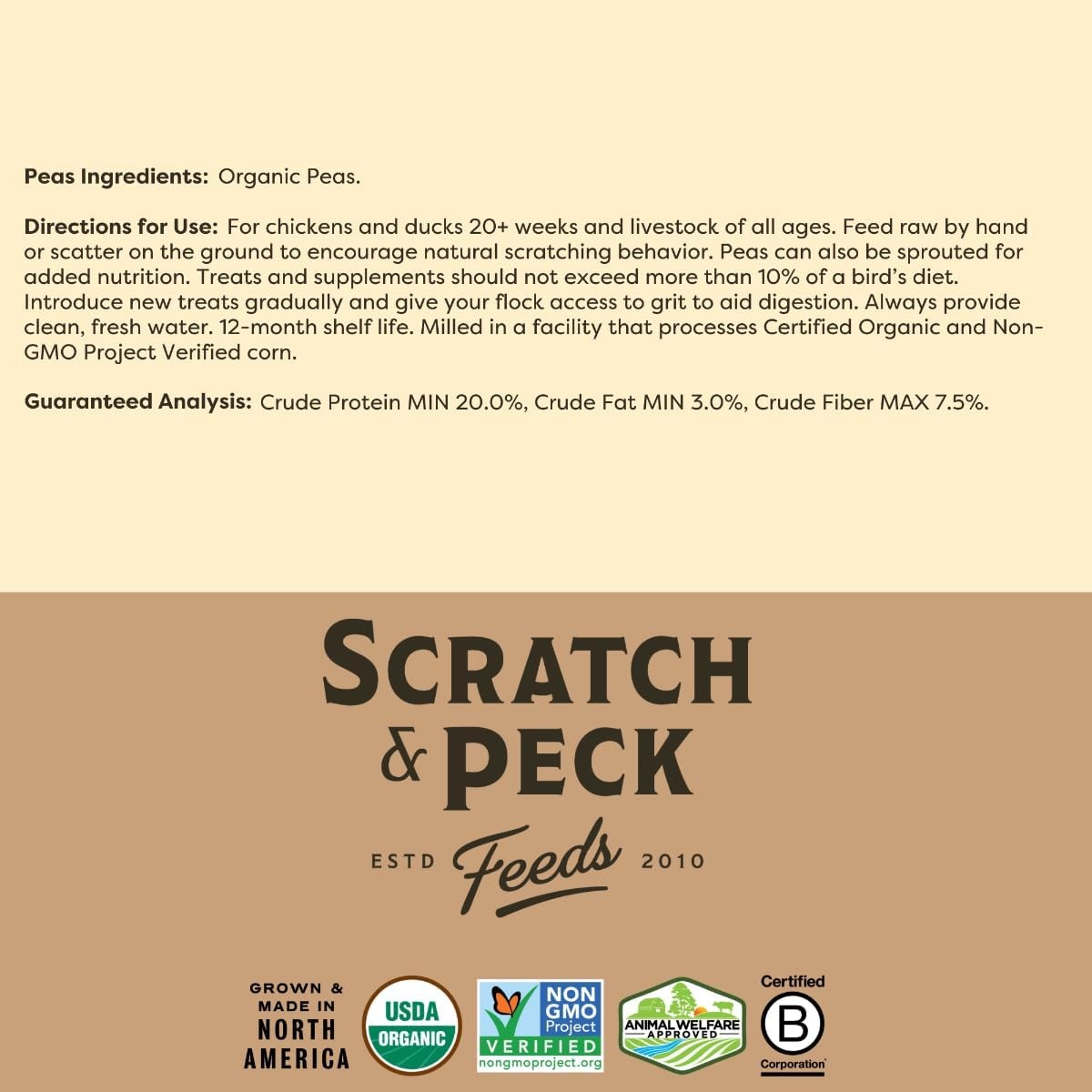 Scratch & Peck Feeds Peas Poultry & Livestock Grain 10 lb Pouch 20% Protein