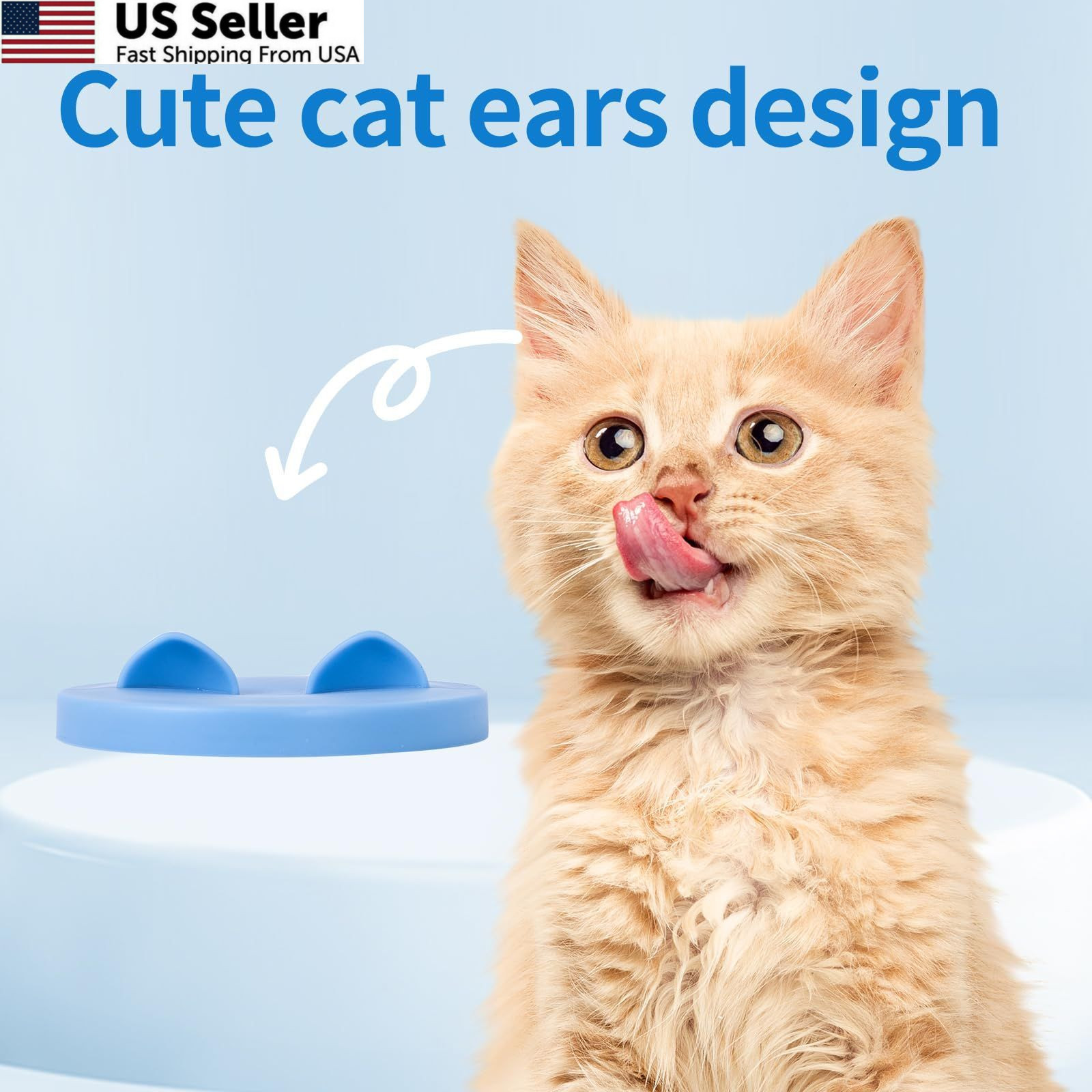 4Pack Cat Food Can Cover Lids Cute Pet Ears Green,Pink,Blue,and Dark Blue