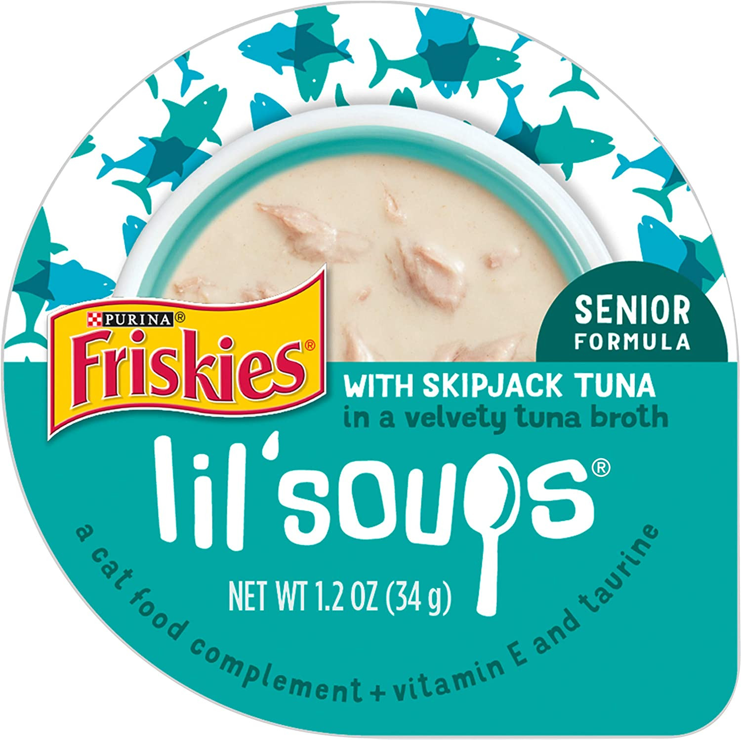 Purina Friskies Lil’ Soups Wet Cat Food Tuna in Tuna Broth,1.2 oz Tubs (8 Pack)