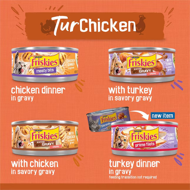Purina Friskies Turchicken Gravy, Soft Variety Pack, Wet Cat Food, 5.5 oz, 40pk