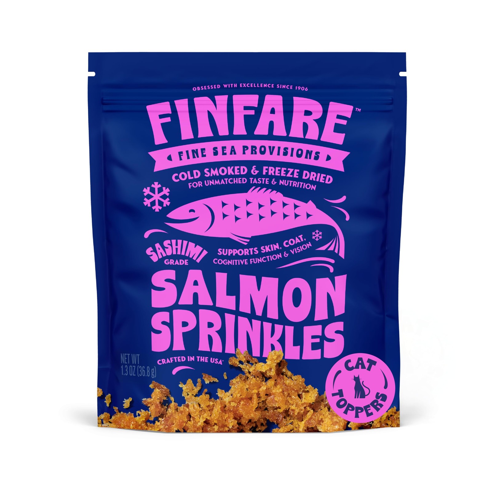 Finfare Freeze Dried Cat Food Toppers, Salmon 1.3 Ounce (Pack of 1)