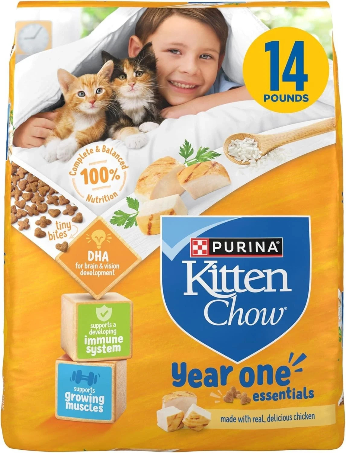 3 PACK Purina Kitten Chow Dry Kitten Food, Nurture, 14 lb. Bag, NEW