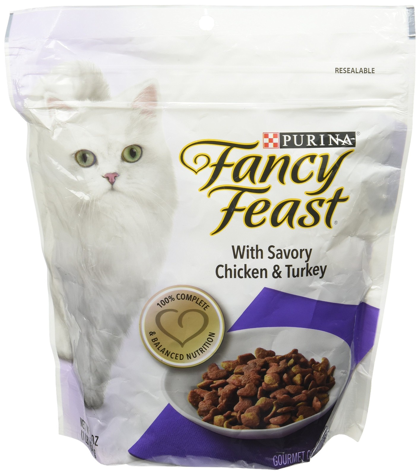 Fancy Feast Gourmet Savory Chicken Turkey Dry Cat Food 1 Pound Complete Nutri…