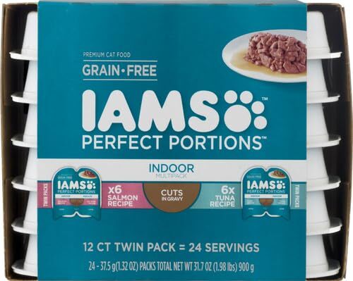 IAMS Perfect Portions Grain Free Adult Cat Food Salmon Tuna 12 Count Twin Packs