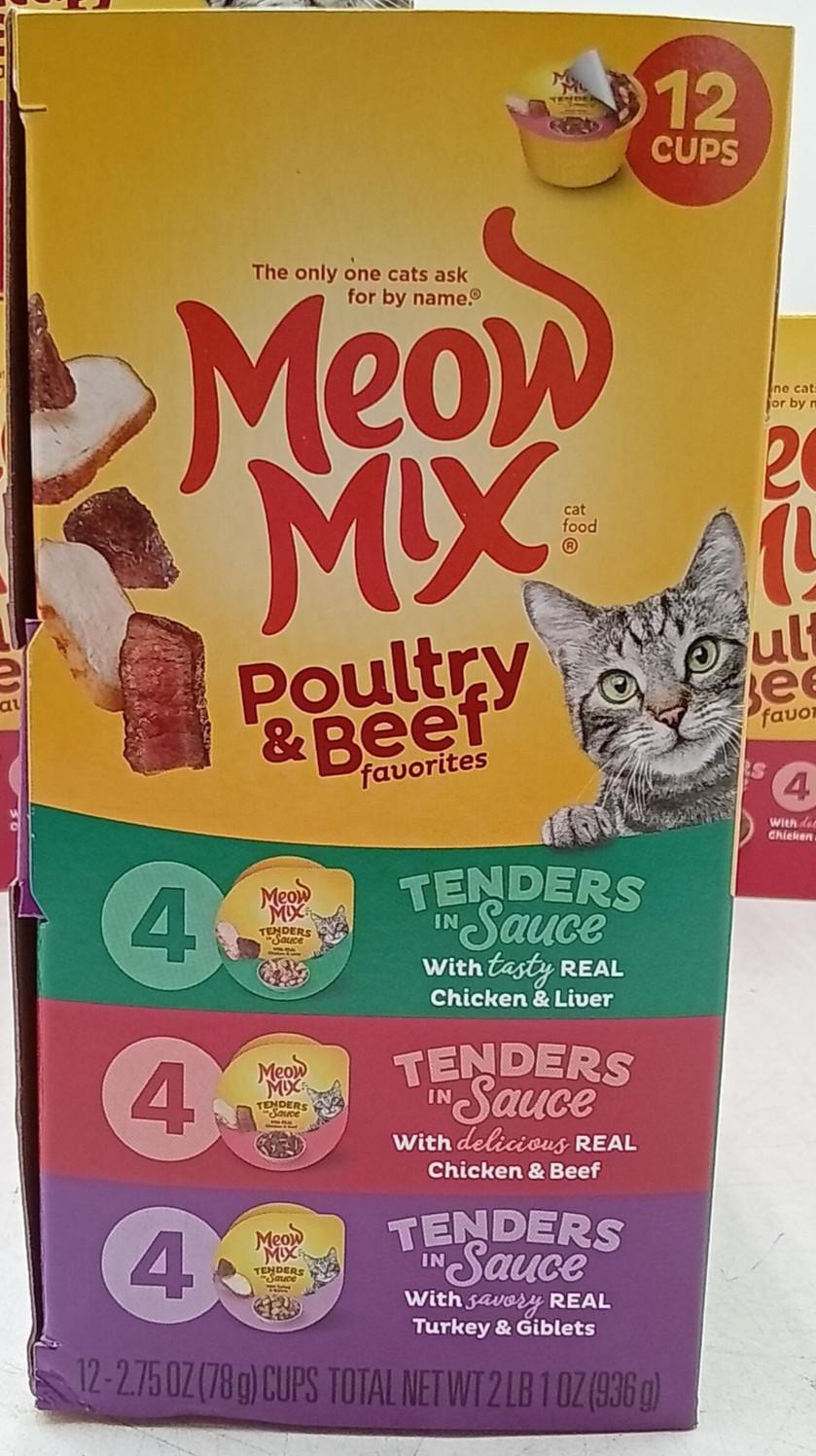 Meow Mix Tender Favorites Poultry & Beef Variety Pack 12 ct Lot of 4 BB 11/27