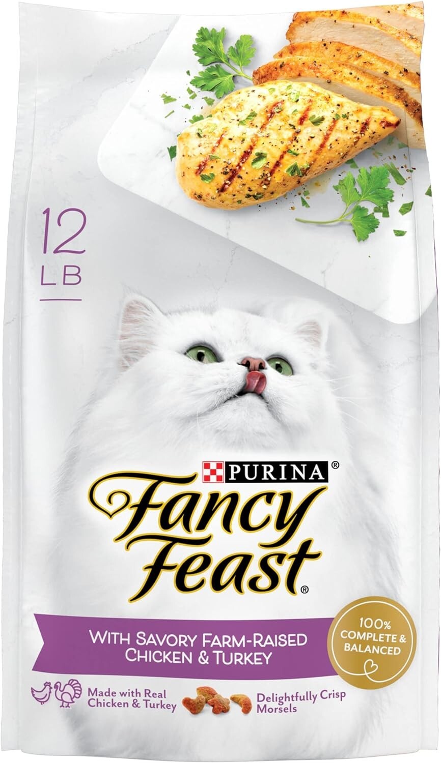 Purina Gourmet Dry Cat Food – Savory Chicken & Turkey, 12 lb for Adult Cats