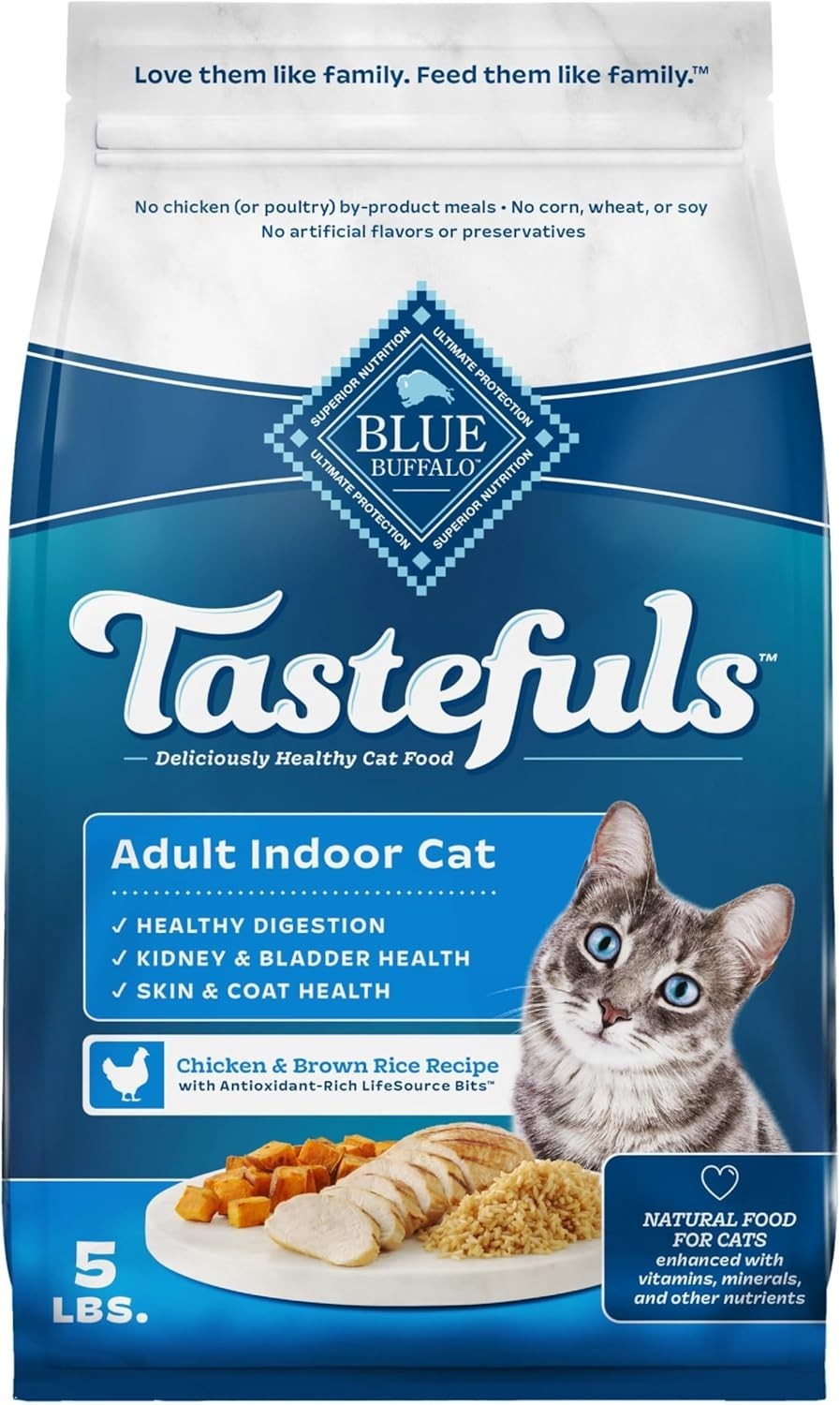 Tastefuls Natural Dry Food Adult Indoor Cats Chicken & Brown Rice Recipe 15-lb.