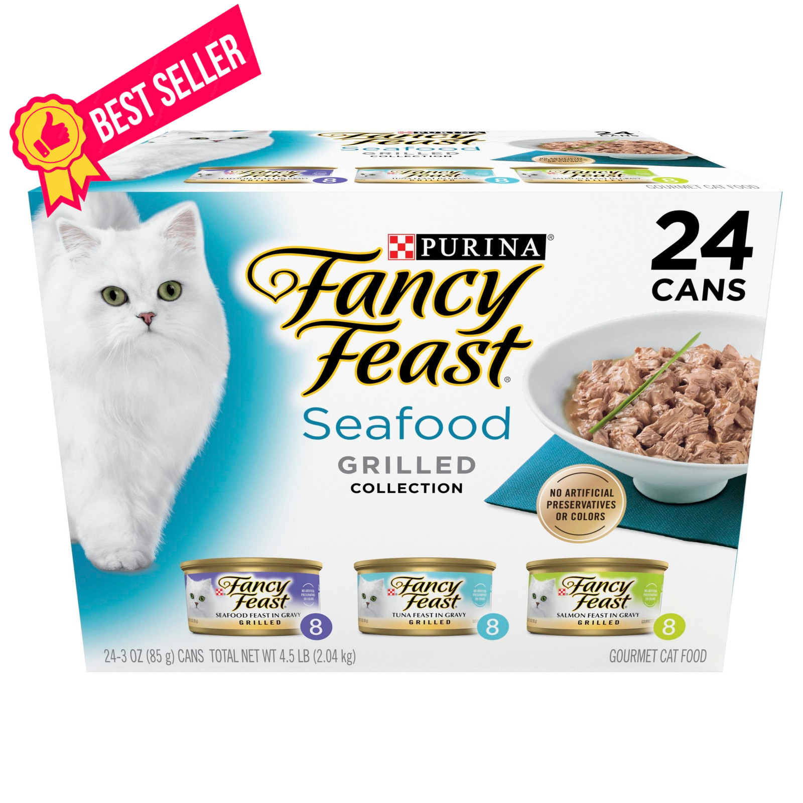 Purina Fancy Feast 3 Ounce (Pack of 24), Seafood Variety Pack – 24 Ct.