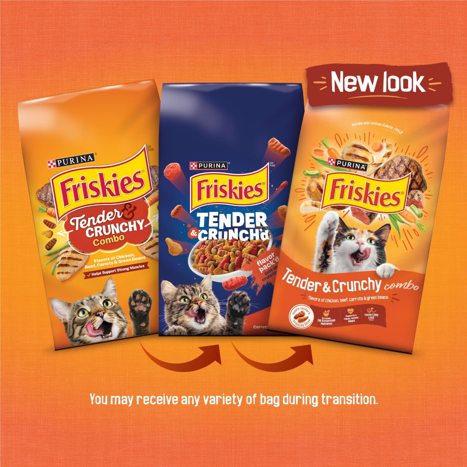 3 Pack, Purina Friskies Tender and Crunchy Dry Cat Food Flavors of Chicken,