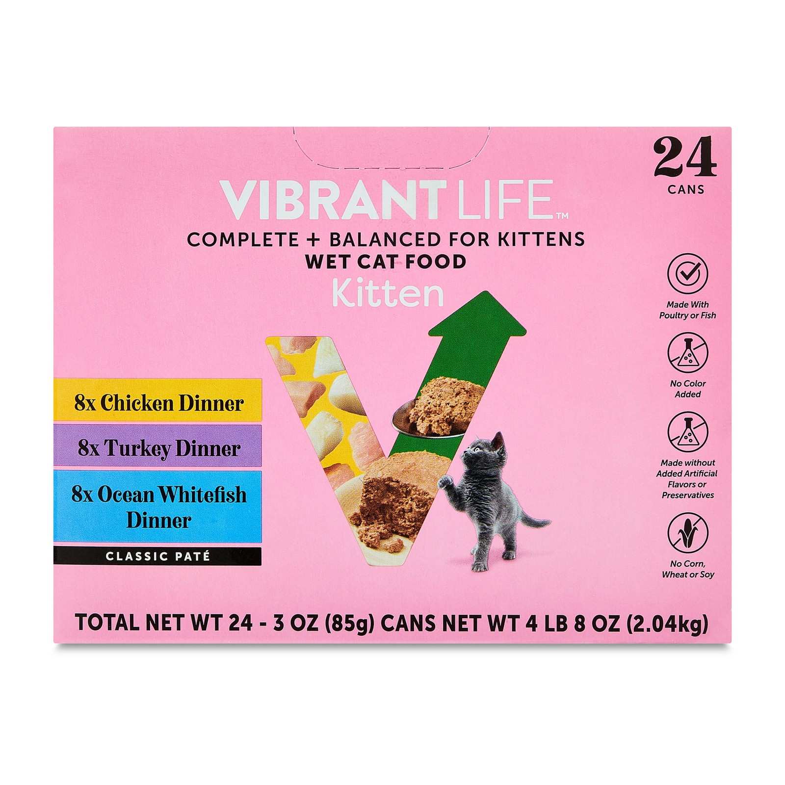 Variety Pack Classic Pate Wet Kitten Food, Grain-Free, 3 Oz Cans,