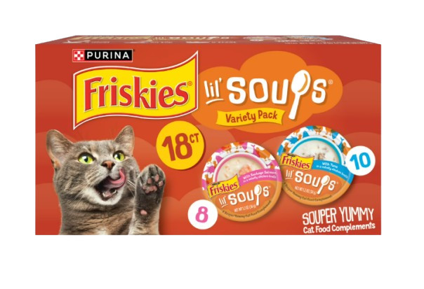 2 pack Purina Friskies Lil’ Soups Salmon and Tuna for Cats Variety Pack 1.2 oz