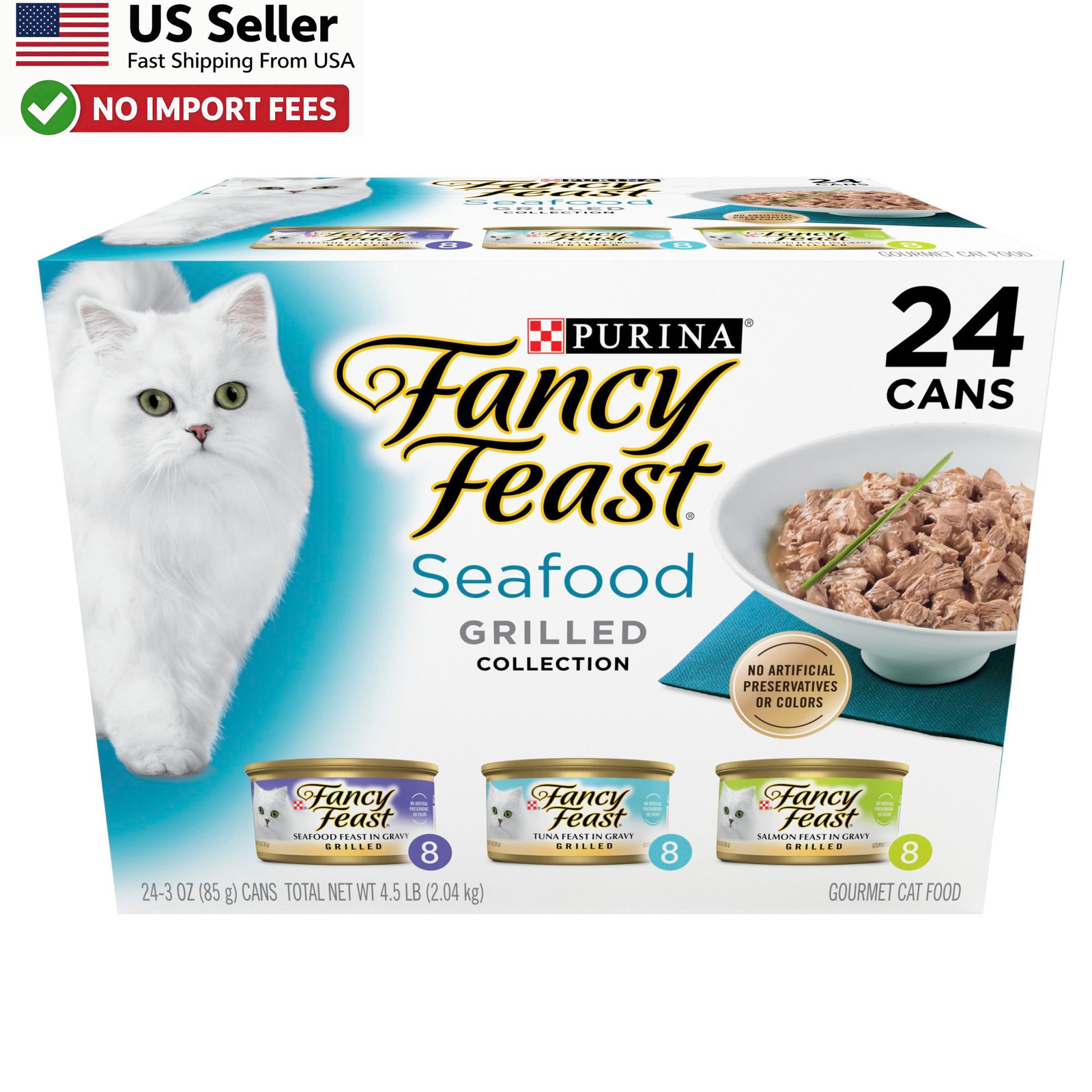 Purina Fancy Feast Grilled Seafood Collection Wet Cat Food Variety 24 Pack USA