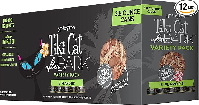 Tiki Cat After Dark Wet Cat Food, 2.8 oz. Cans (12 Count) Variety Pack,