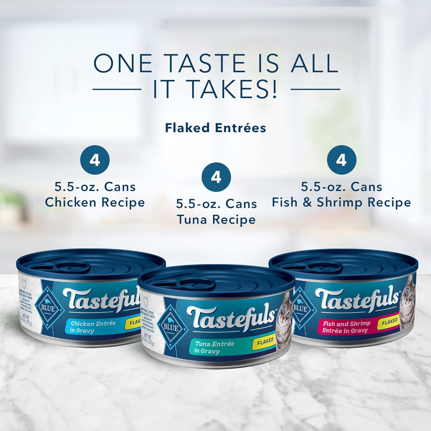 Tastefuls Flaked Cat Food Variety Tuna Chicken Fish Shrimp 12×5.5oz Cans