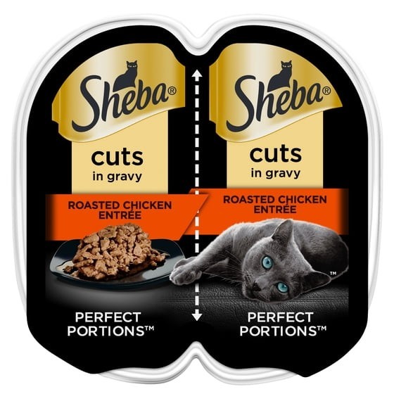 Sheba Wet Cat Food Cuts in Gravy Roasted Chicken Entree, 24 Pack 2.6 oz