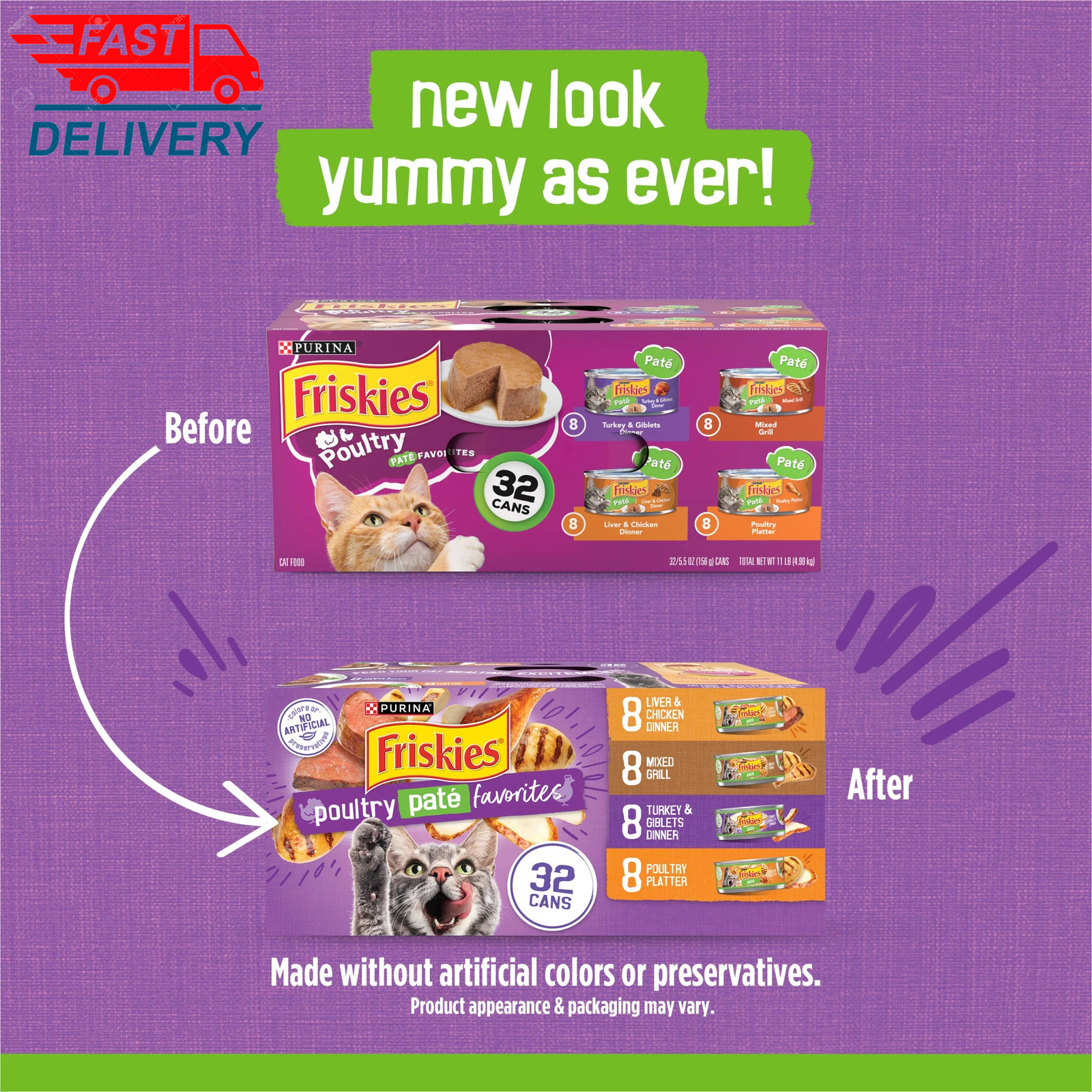 (2 Pack) Purina Pate, Soft Poultry Variety Pack, 5.5 Oz Cans, 32 Pack