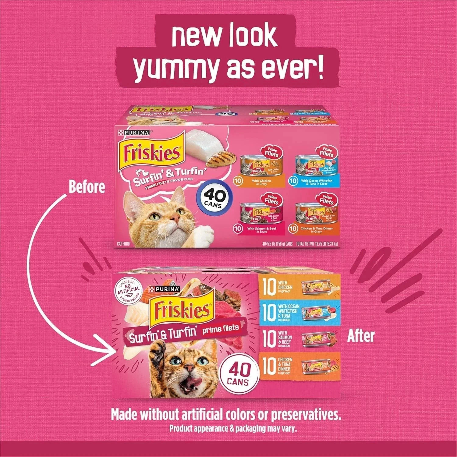2 Pack Purina Friskies Gravy Wet Cat Food Variety Pack, Surfin’ Turfin’