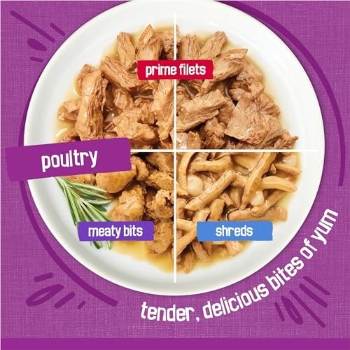 Variety Pack Wet Cat Food – Poultry Shreds, Meaty Bits & Prime Filets – 32 Cans