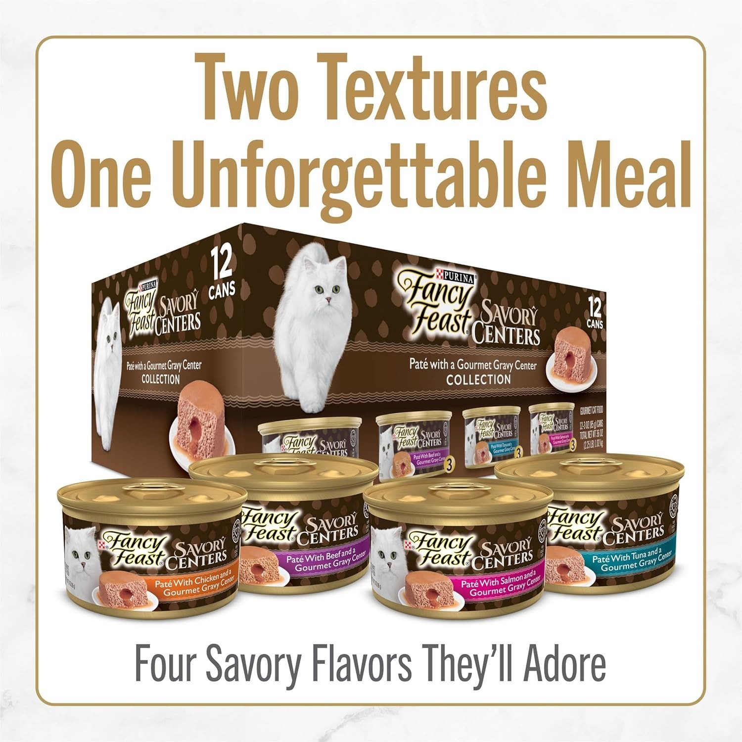 (2 pack) Purina Fancy Feast Savory Centers Wet Cat Food Pate Variety Pack