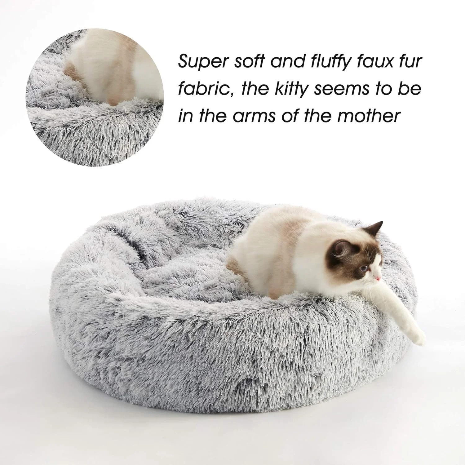 WESTERN HOME WH Calming Soft Round Dog & Cat Bed, Anti-Anxiety Donut Cuddler War