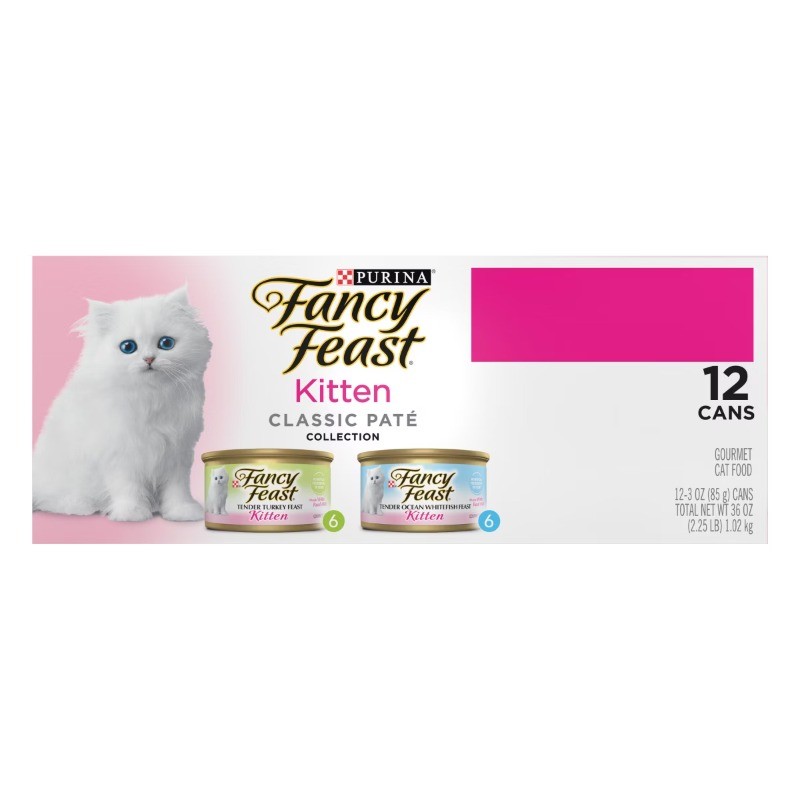 Purina Fancy Feast Kitten Classic Paté Variety Pack Turkey & Fish – 3oz/12ct