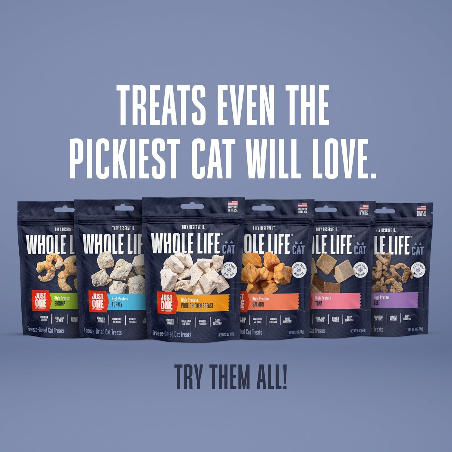 Whole Life Cat Just One Tuna Freeze Dried Cat Treats – Human Grade High Protein