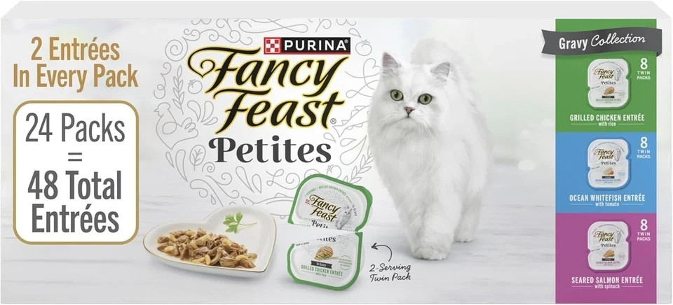 3 Pcs Fancy Feast Petites All Life Stages Cat Wet Food – Topper, 24 CT, 67.2 OZ