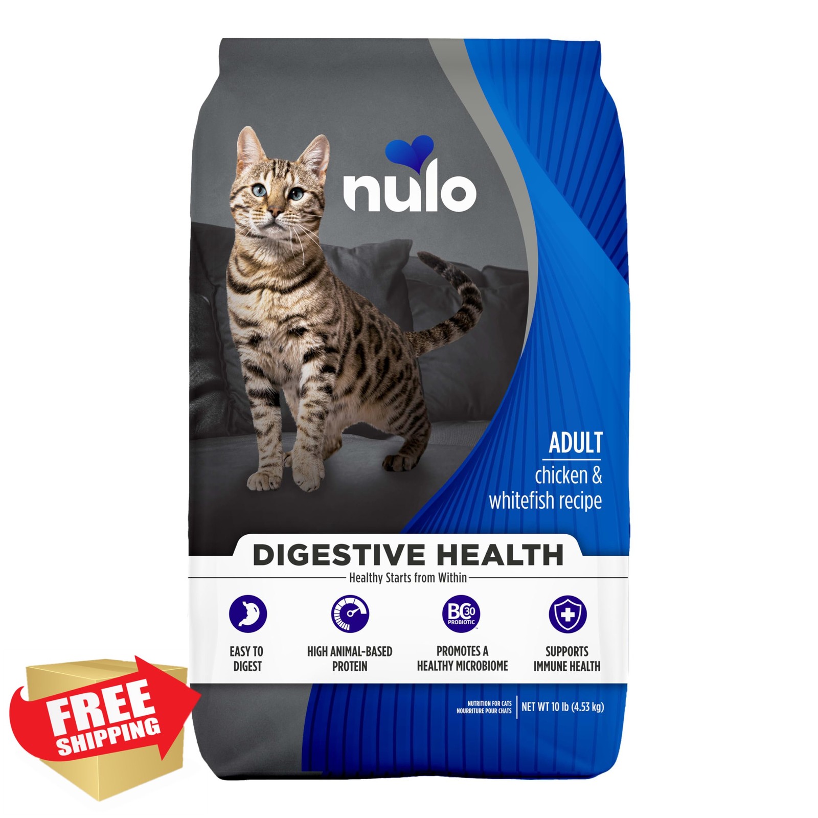 Nulo Digestive Health Adult Cat Food Chicken Whitefish 10LB Bag