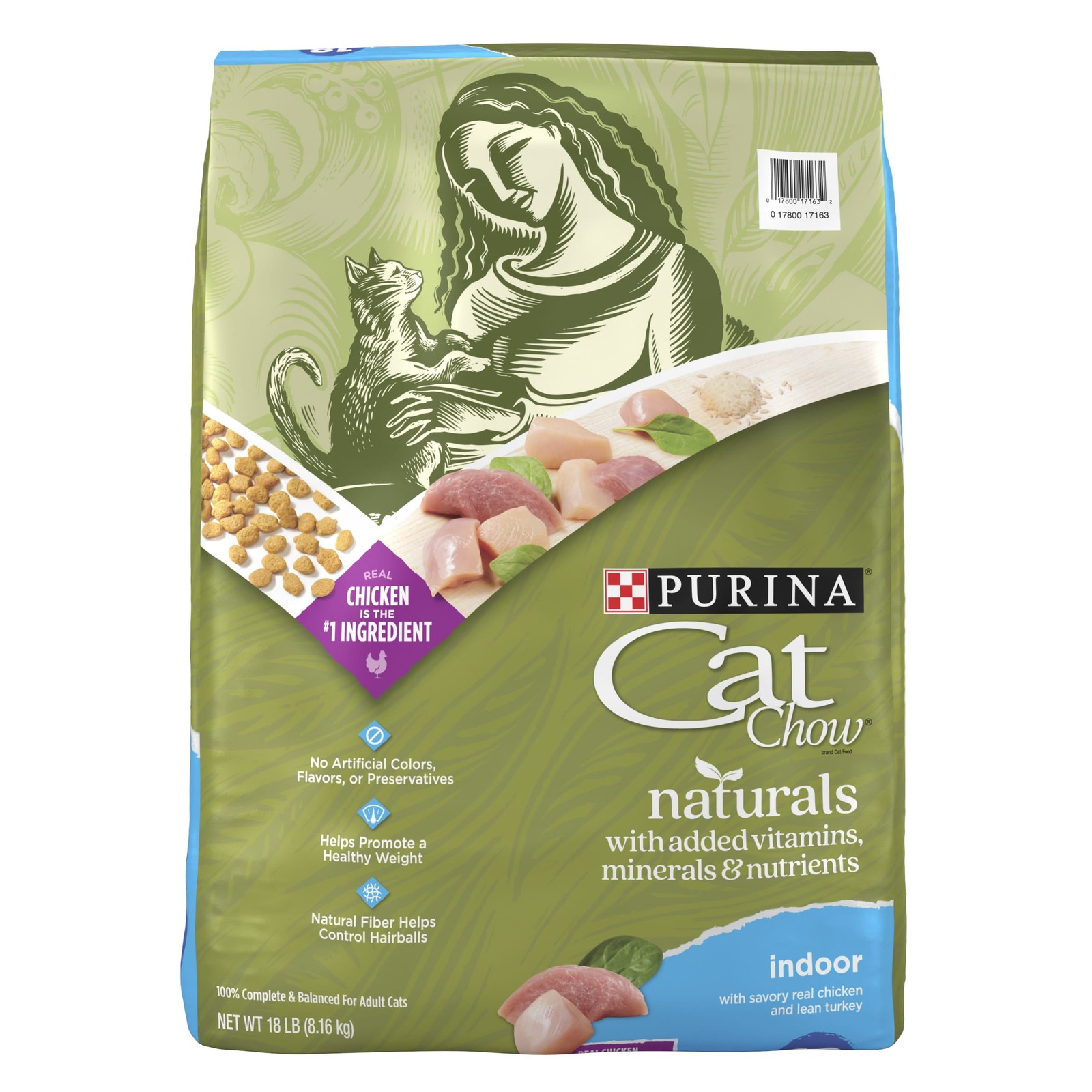 3 pack Cat Chow Naturals Indoor Dry Cat Food Chicken & Turkey 18 lb Bag