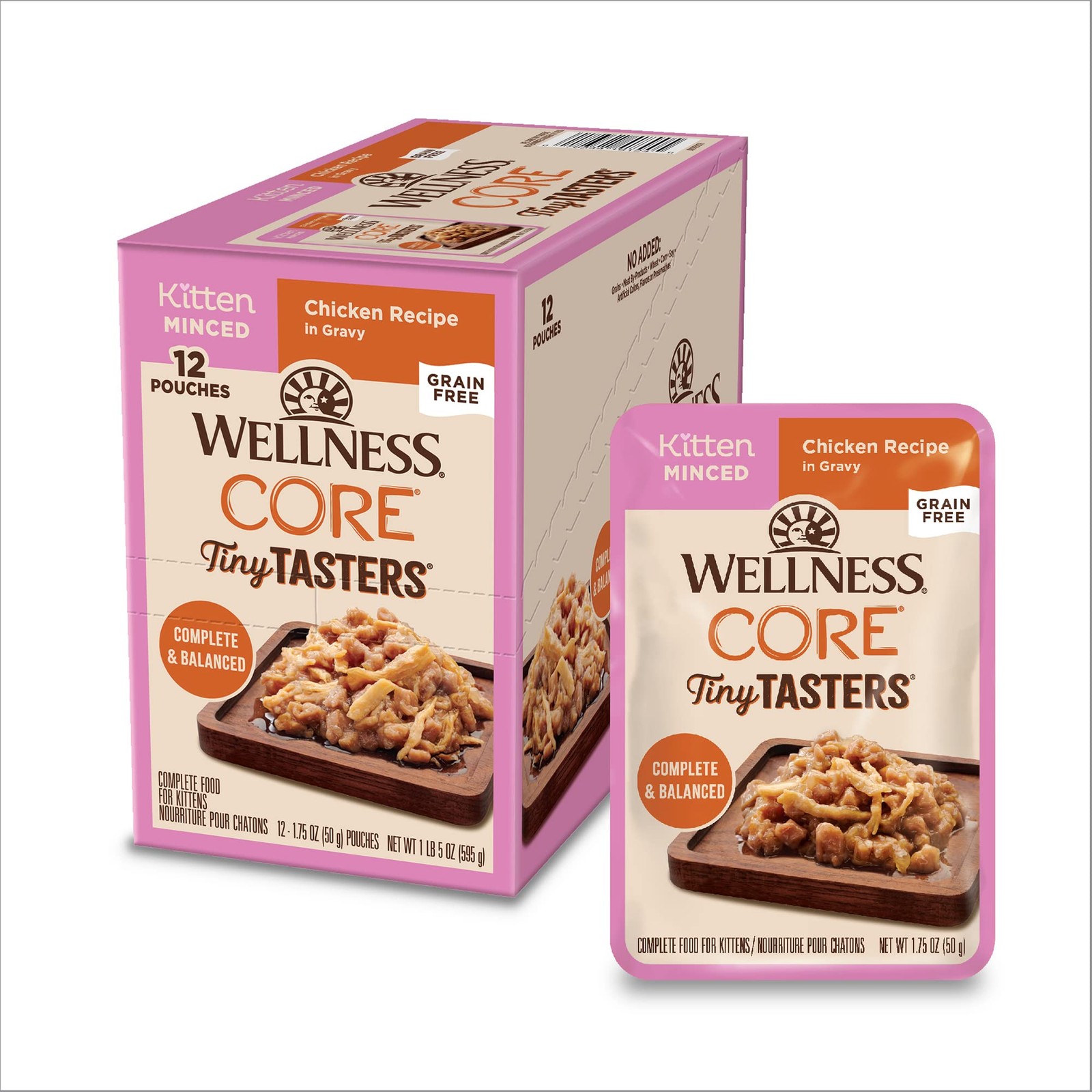 12 Pack CORE Tiny Tasters Minced Kitten Wet Cat Food 1.75oz Pouch Chicken