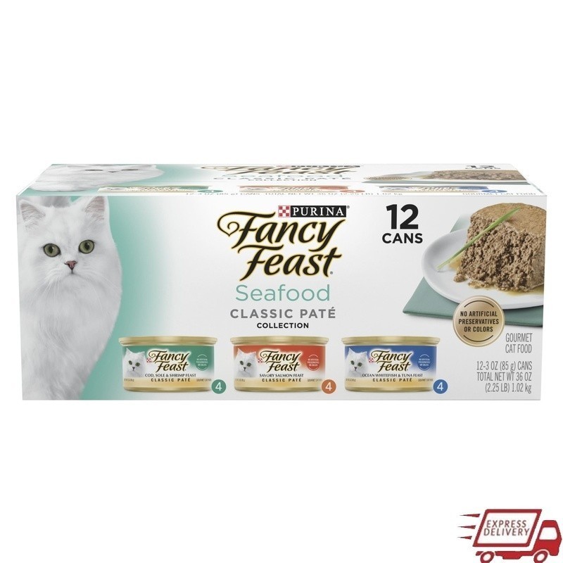 Grain Free Seafood Pate Cat Food Variety Pack Gourmet Wet Food Cats 12 Cans New