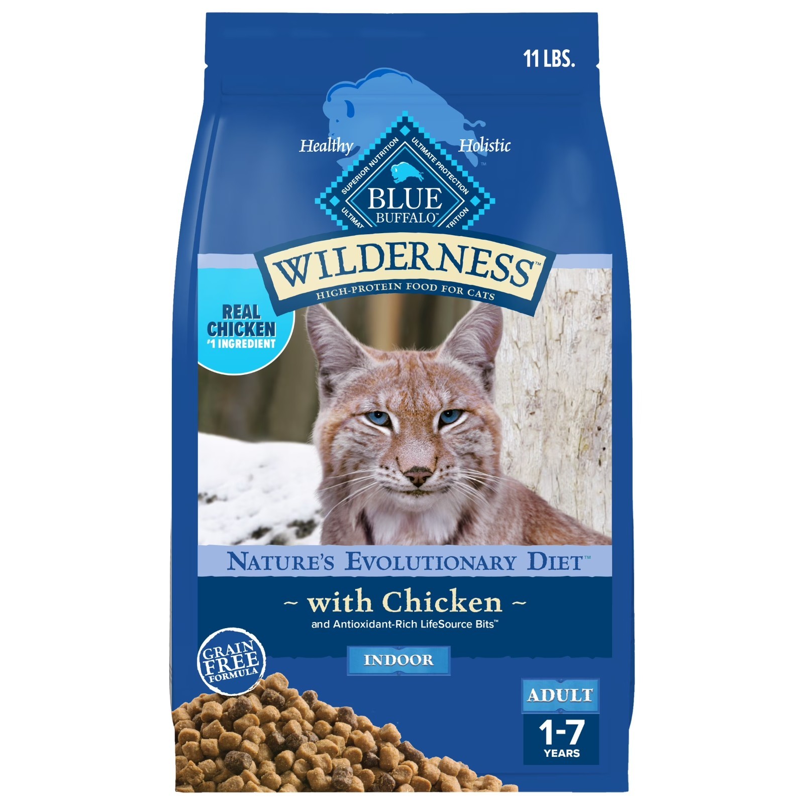 Blue Buffalo Wilderness Natural High-Protein, Grain-Free Dry Cat Food, Chicken,