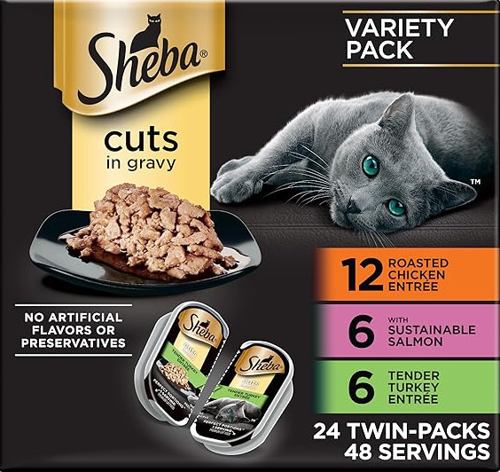 Sheba Wet Cat Food 2.6 oz. Twin-Pack Trays (24 Count, 48 Servings)