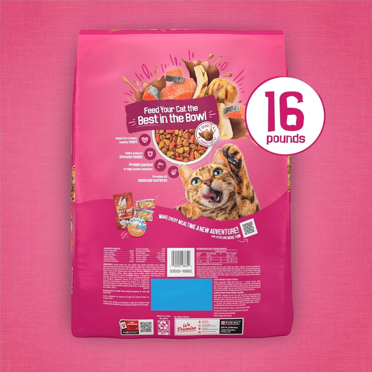 4 Pack Purina Friskies Dry Cat Food Gravy Swirl’d with Flavors of Chicken 16 lb