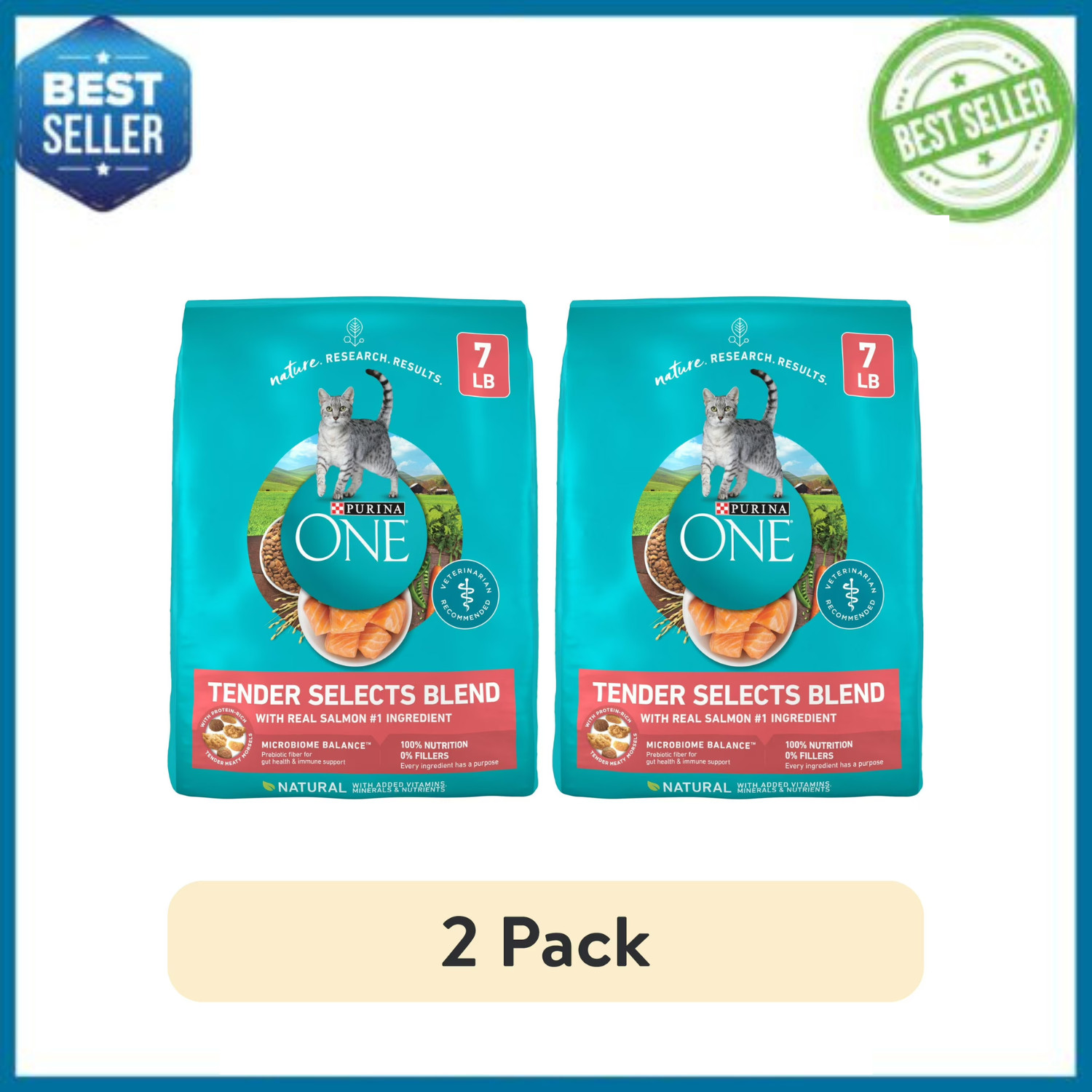 Purina ONE Tender Selects Salmon Dry Cat Food 7lb Bag 2 Pack