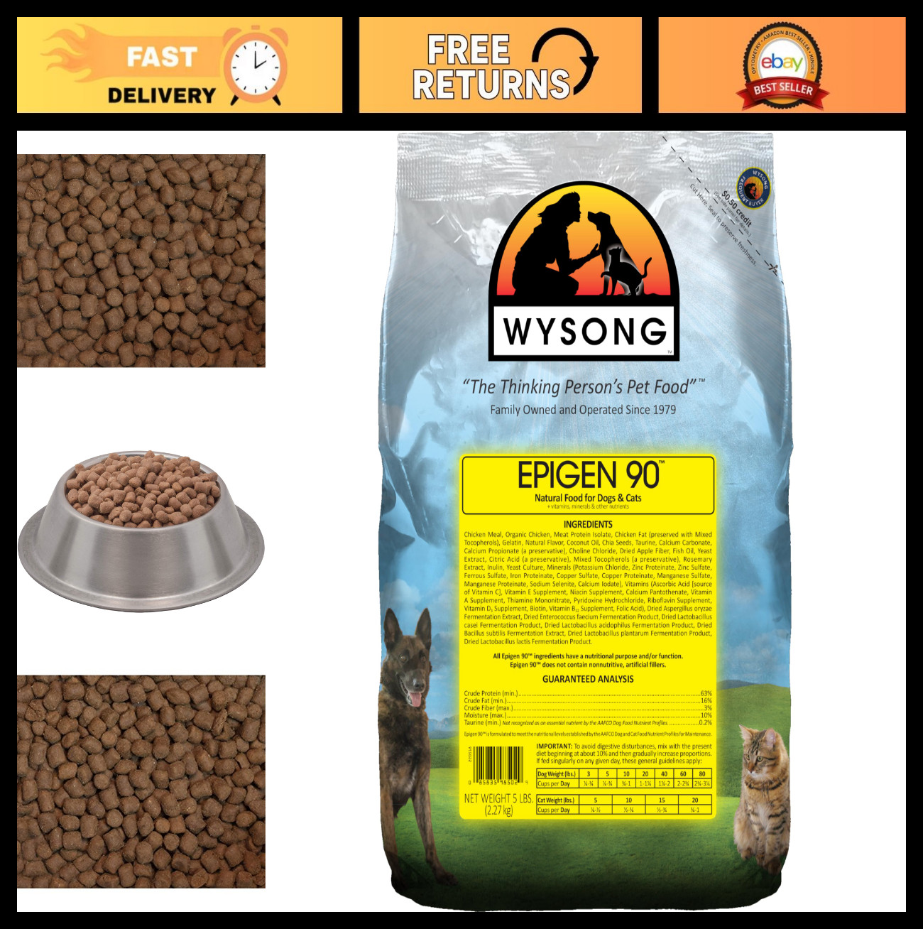 Starch-Free Dry Dog & Cat Food, Chicken Formula, 5 lbs – Grain-Free Nutrition