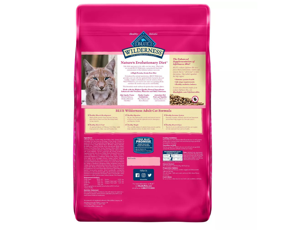 Blue Buffalo Wilderness Salmon Dry Cat Food Grain Free Adult 11 lb Bag