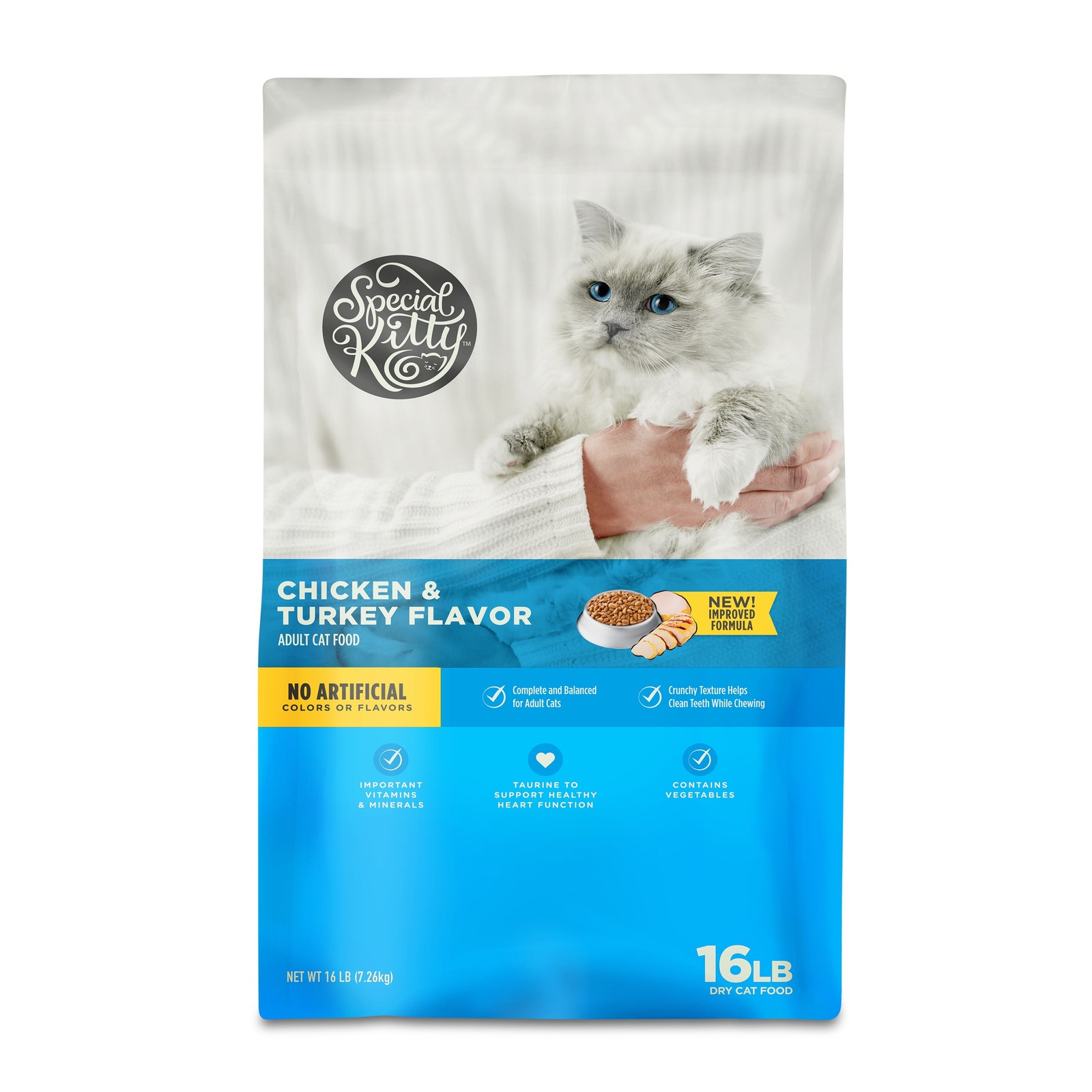 Complete Nutrition Chicken and Turkey Flavor Dry Cat Food Crunchy 16 lb Bag