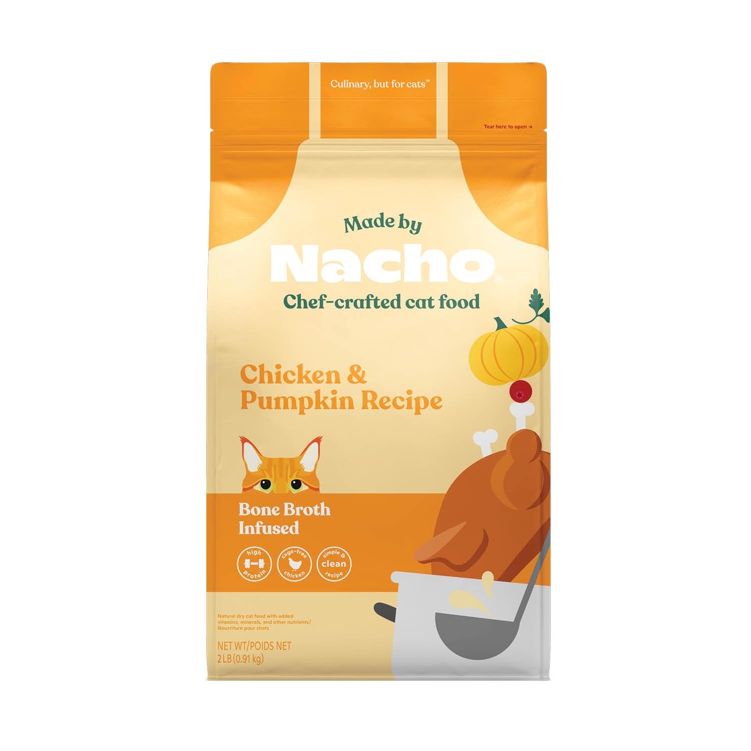 Made by Nacho Dry Cat Kibble 2lb Bag, High Protein 2 Pound (Pack of 1), Brown