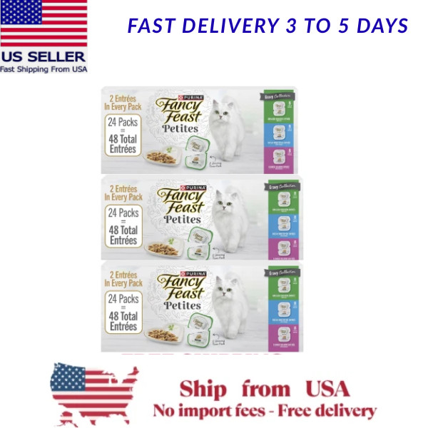 3 Pcs Fancy Feast Petites All Life Stages Cat Wet Food – Topper, 24 CT, 67.2 OZ