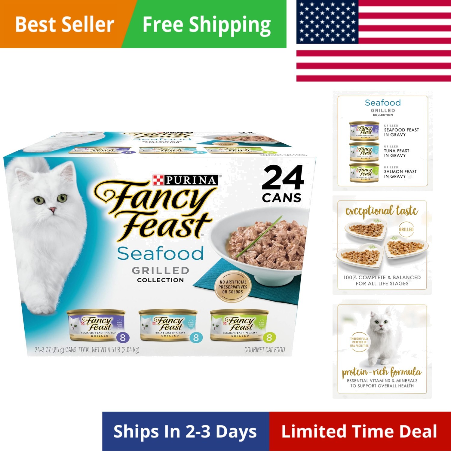 Purina Grilled Wet Cat Food Seafood Collection in Wet Cat Food Variety Pack -…