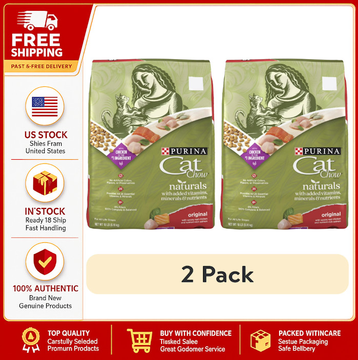 (2 pack) Purina Cat Chow Naturals, Dry Cat Food, Chicken & Salmon, 18 lb Bag