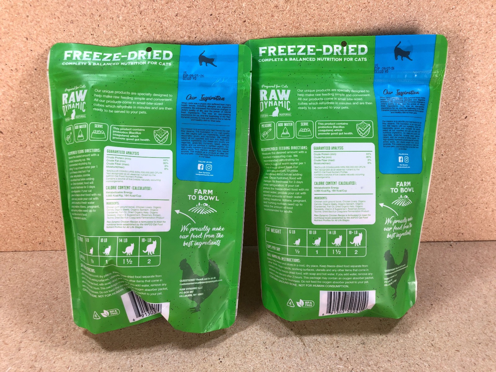 2PK Raw Dynamic Freeze Dried Raw Chicken Formula for Cats 5.5oz