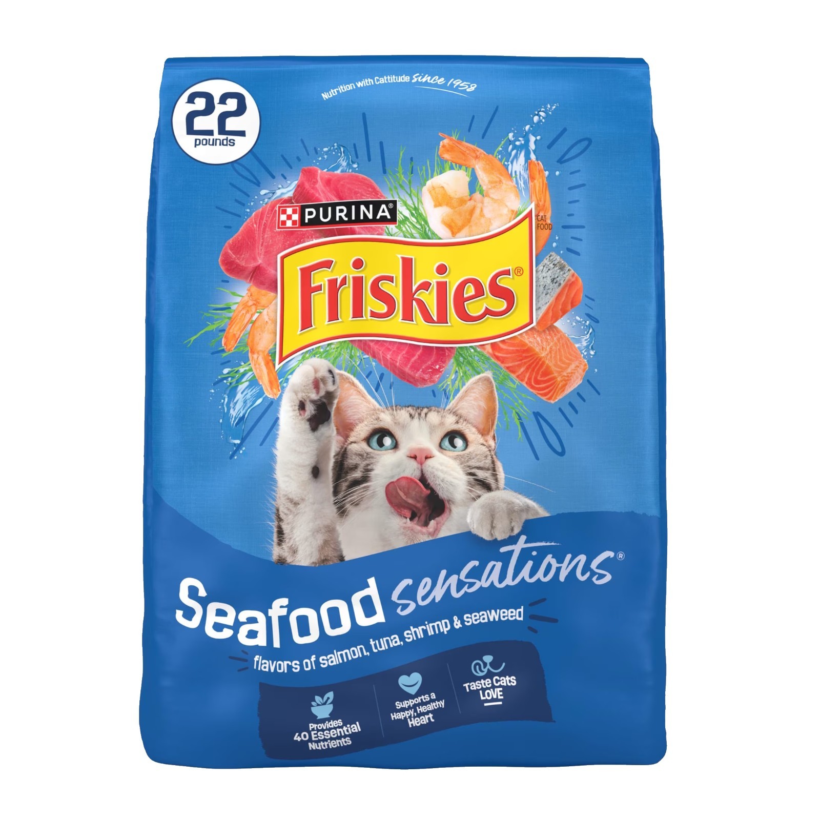 (2 PACK) Purina Friskies Seafood Sensations Dry Cat Food Flavors of Salmon, Tuna
