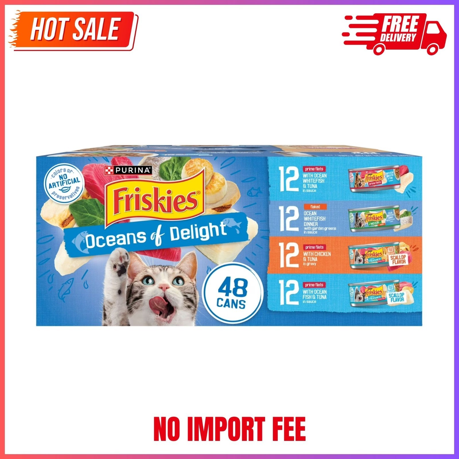 Purina Friskies Ocean of Delight Gravy Variety Pack, Wet Cat Food, 5.5 oz, 48 Ct