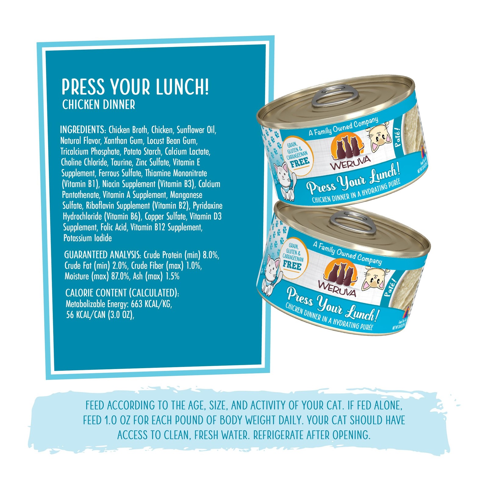 Weruva Wet Cat Food, Press Your Lunch with Chicken Pate, 3 Ounce (Pack of 12)